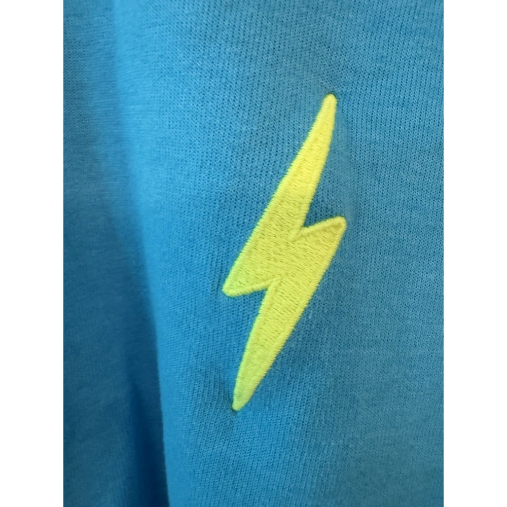 AVIATOR NATION Bolt Crew Neck Cropped Sweatshirt Blue Neon Stripe Women's Large - Picture 3 of 9